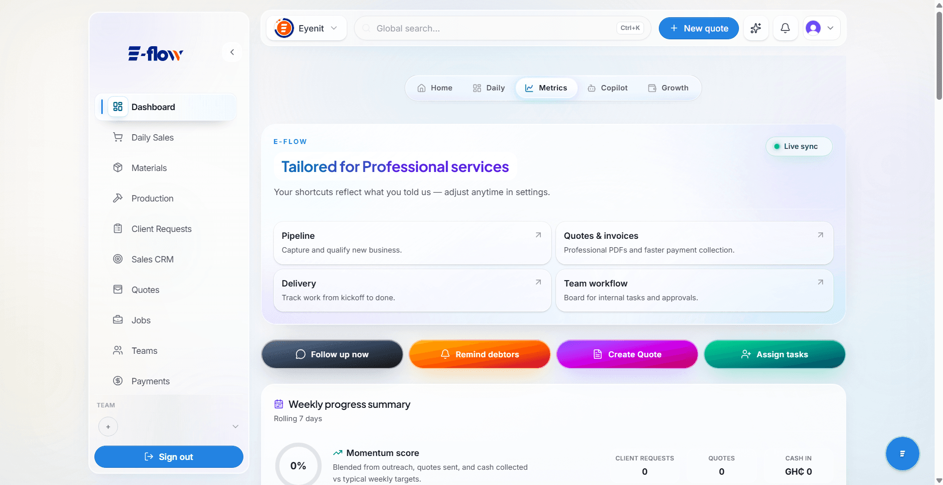 e-flow workspace preview, marketing illustration